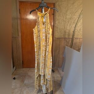 Yellow White Necklace Hi/Low Dress with Necklace